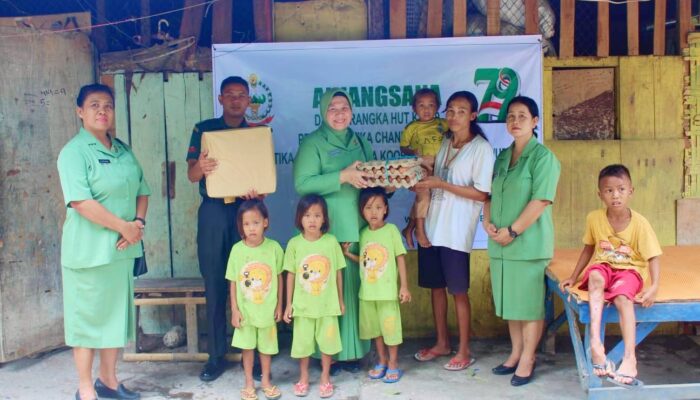 Jelang HUT Ke-79, Persit KCK Cabang XII Kodim 1601/Sumba Timur Lakukan Anjangsana ke Panti Asuhan dan Warakawuri